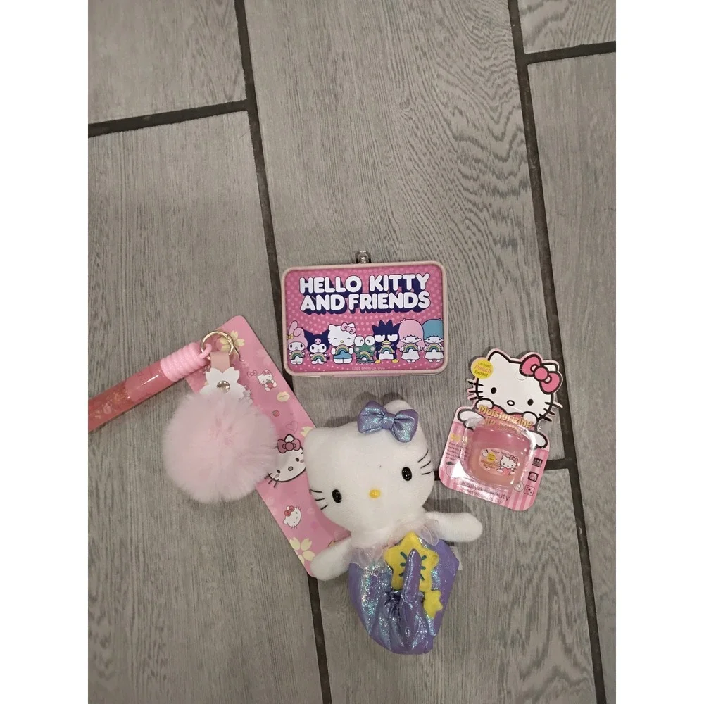 Sanrio Hello Kitty and Friends‎ Mermaid Plush Tin Lip Balm Keychain Set 4pc